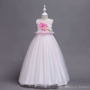 لباس مجلسی دخترانه سفید با طرح گل